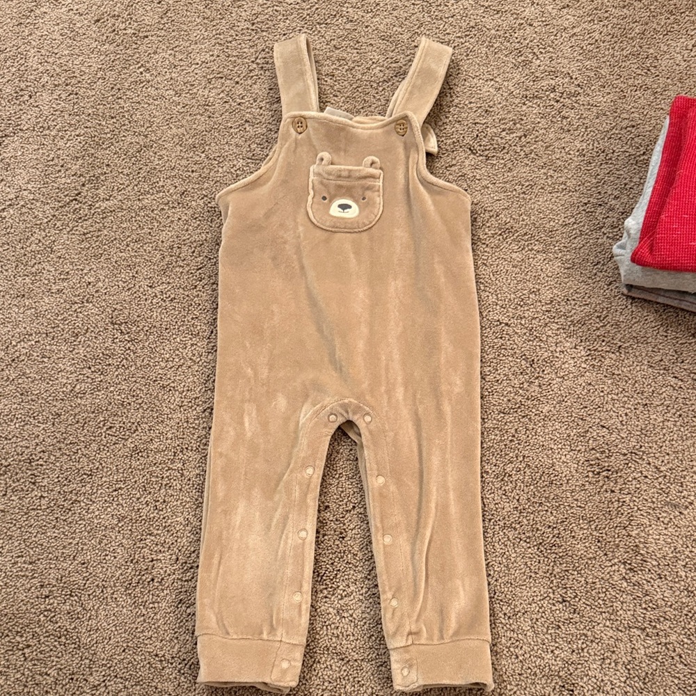 Carter's Tan Kids Overalls with Bear Pocket